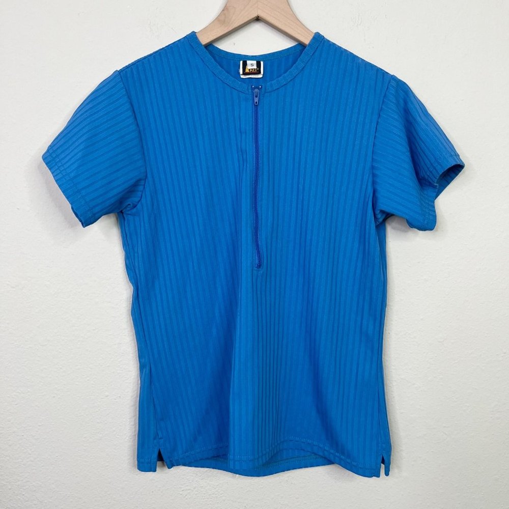 Vintage REI Women's Blue Biking Cycling Top Size Small Back Pockets Zip Front